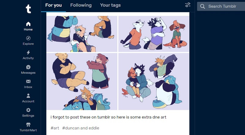 tumblr interface
